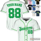 White Green Baseball Jersey - Customize with Your Stitched Name, Number, or Logo