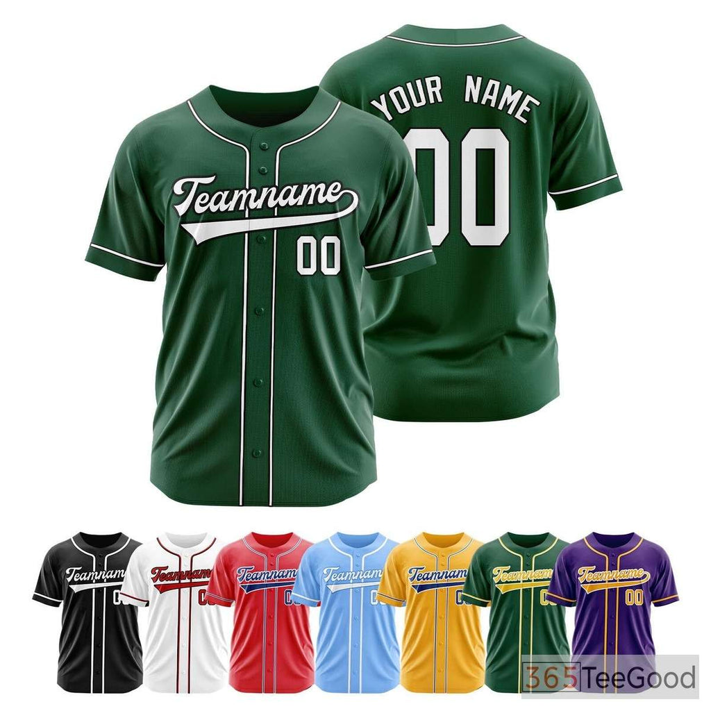 White Green Baseball Jersey Tee for Men & Women - Customizable for Your Style