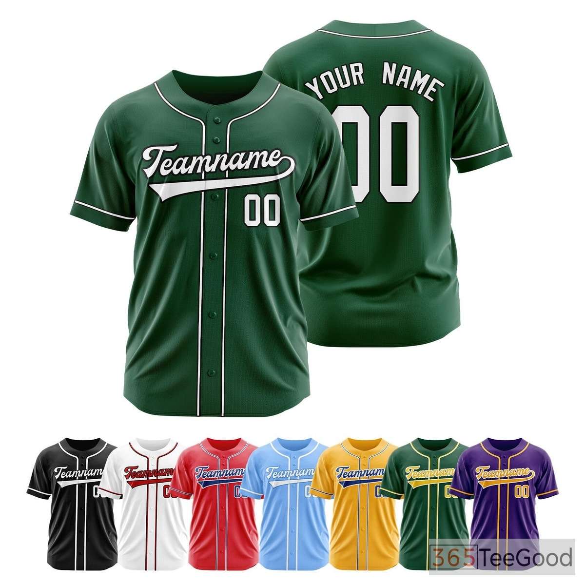 White Green Baseball Jersey Tee for Men & Women - Customizable for Your Style