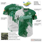 White Green Custom Full Button Baseball Jersey Tee - Personalized Stitched Name & Number