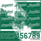 White Green Custom Full Button Baseball Jersey Tee - Personalized Stitched Name & Number