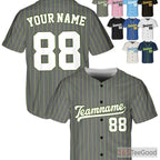 White Green Grey Baseball Jersey Tee with Personalized Name, Number & Logo