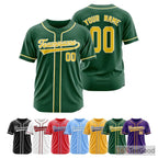 White Green Yellow Baseball Jersey Tee for Men & Women - Custom Name & Number Ready
