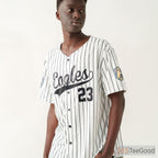 White, Green & Grey Baseball Jersey Tee with Custom Name, Number & Logo