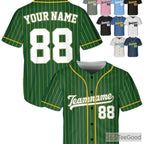 White, Green & Yellow Baseball Jersey Tee - Personalized with Custom Name & Number