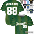 White, Green & Yellow Baseball Jersey - Design Your Own Name, Number & Logo