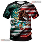 White Star Stripe USA Flag Patriot Eagle 3D Graphic Short Sleeve Unisex Shirt