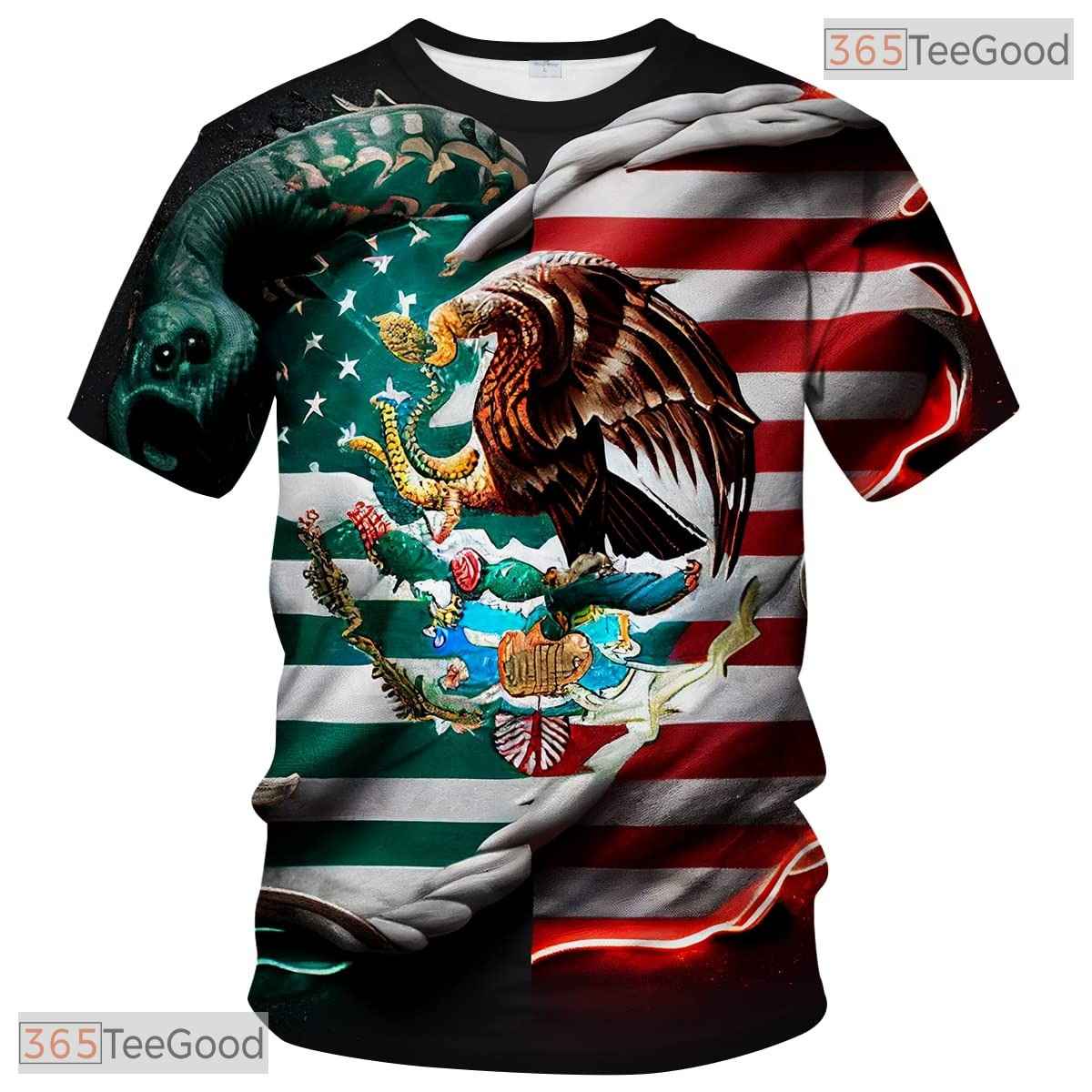 White Star Stripe USA Flag Patriot Eagle 3D Graphic Short Sleeve Unisex Shirt