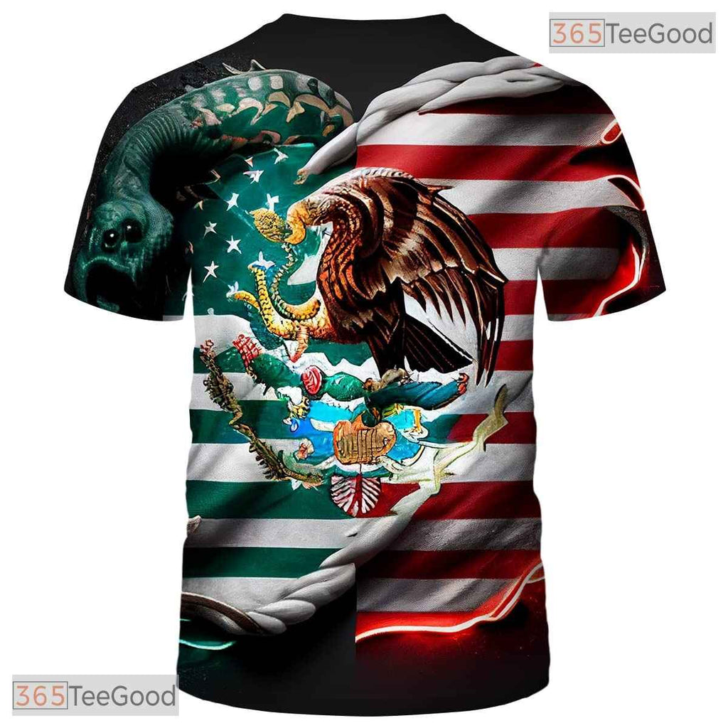 White Star Stripe USA Flag Patriot Eagle 3D Graphic Short Sleeve Unisex Shirt
