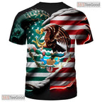 White Star Stripe USA Flag Patriot Eagle 3D Graphic Short Sleeve Unisex Shirt