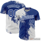 White Navy Baseball Jersey Tee - Custom Personalized with Stitched Name & Number