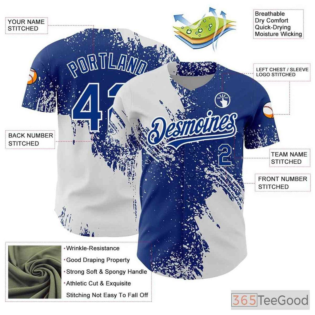 White Navy Baseball Jersey Tee - Custom Personalized with Stitched Name & Number