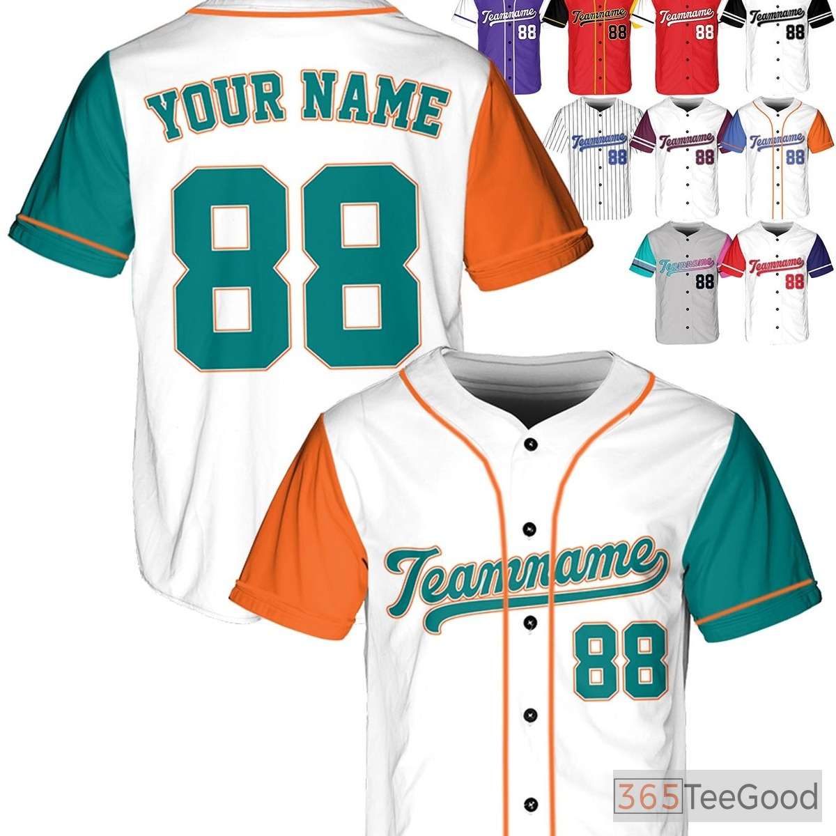 White Orange Baseball Jersey with Custom Name, Number, and Logo Personalization
