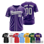 White, Purple & Gray Baseball Jersey Tee for Men & Women - Customizable for Your Team