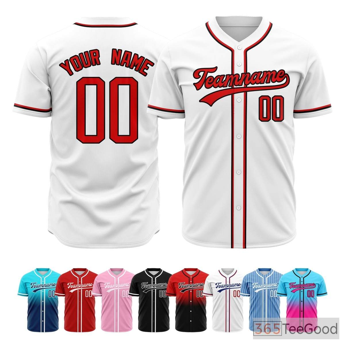 White Red Baseball Jersey Tee for Men & Women - A classic look with comfortable daily appeal