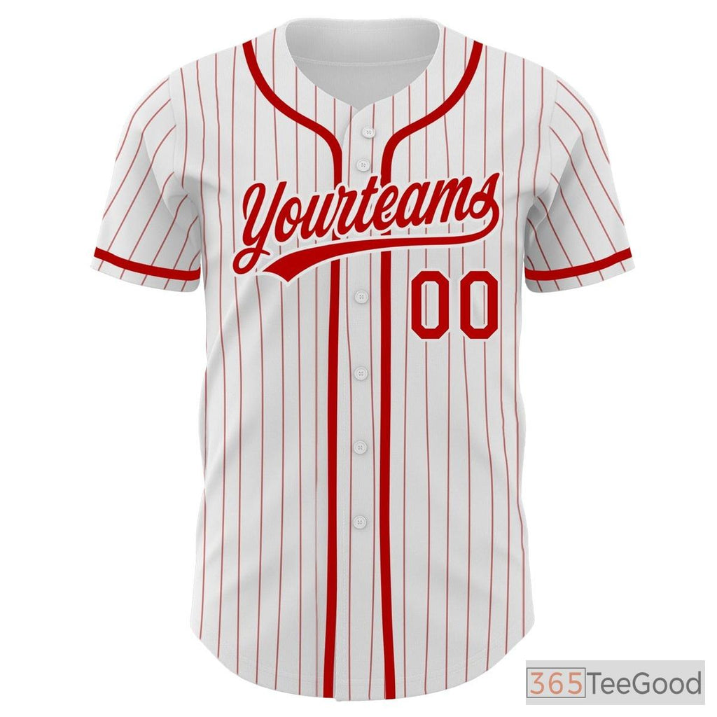 White Red Baseball Jersey Tee for Men & Women - Custom Name & Number Ready