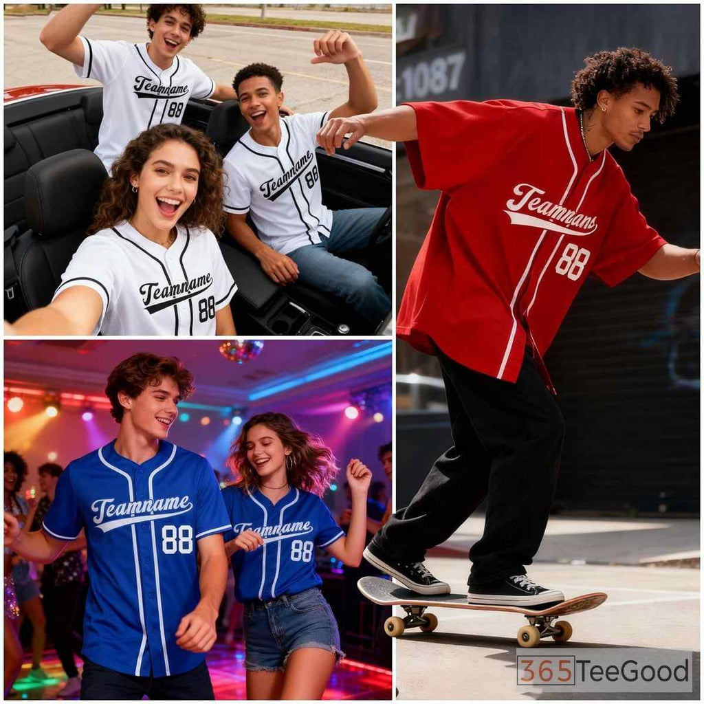 White Red Baseball Jersey Tee for Men & Women - A Classic Look for Custom Apparel