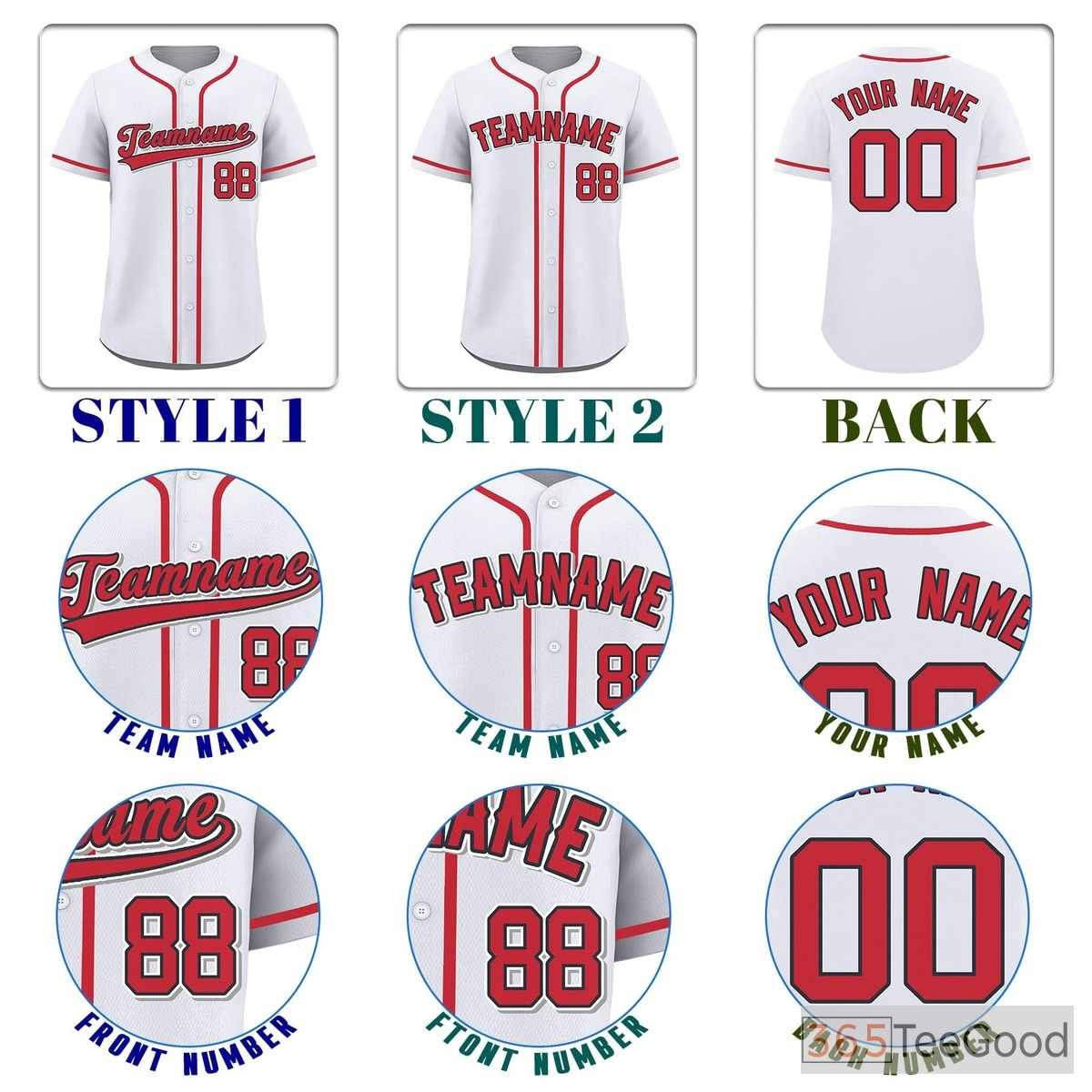 White Red Baseball Jersey Tee for Men & Women - A Classic Look for Custom Apparel