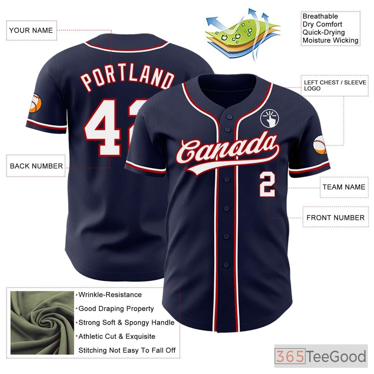 White, Red, Blue & Navy Baseball Jersey Tee for Men & Women - Ready for Your Custom Look