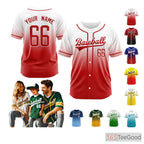 White Red Custom Baseball Jersey Tee for Men & Women - Stitched Name & Number