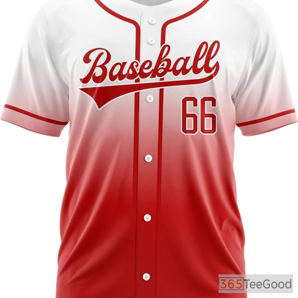 White Red Custom Baseball Jersey Tee for Men & Women - Stitched Name & Number