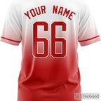 White Red Custom Baseball Jersey Tee for Men & Women - Stitched Name & Number