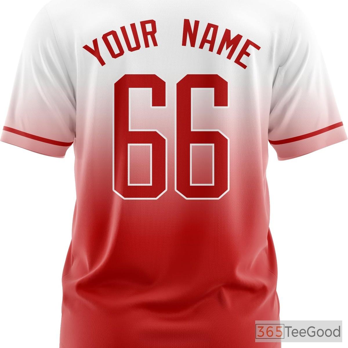 White Red Custom Baseball Jersey Tee for Men & Women - Stitched Name & Number