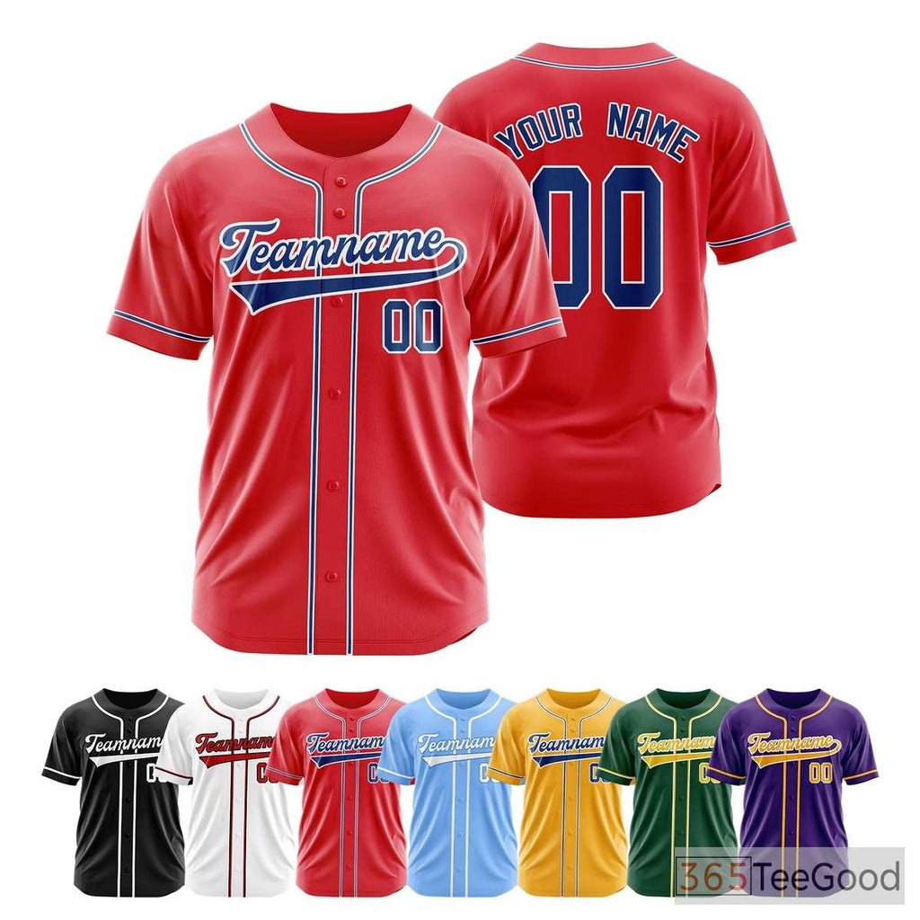 White, Red & Blue Baseball Jersey Tee for Personalized Team & Fan Apparel