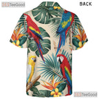 White Tropical Jungle Parrot Aloha Hawaiian Shirt Men Women Summer Beach Outfit