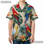 White Tropical Jungle Parrot Aloha Hawaiian Shirt Men Women Summer Beach Outfit