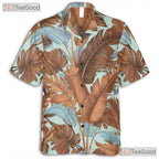 White Tropical Leaf Retro Botanical Aloha Hawaiian Shirt Unisex Beachwear Top