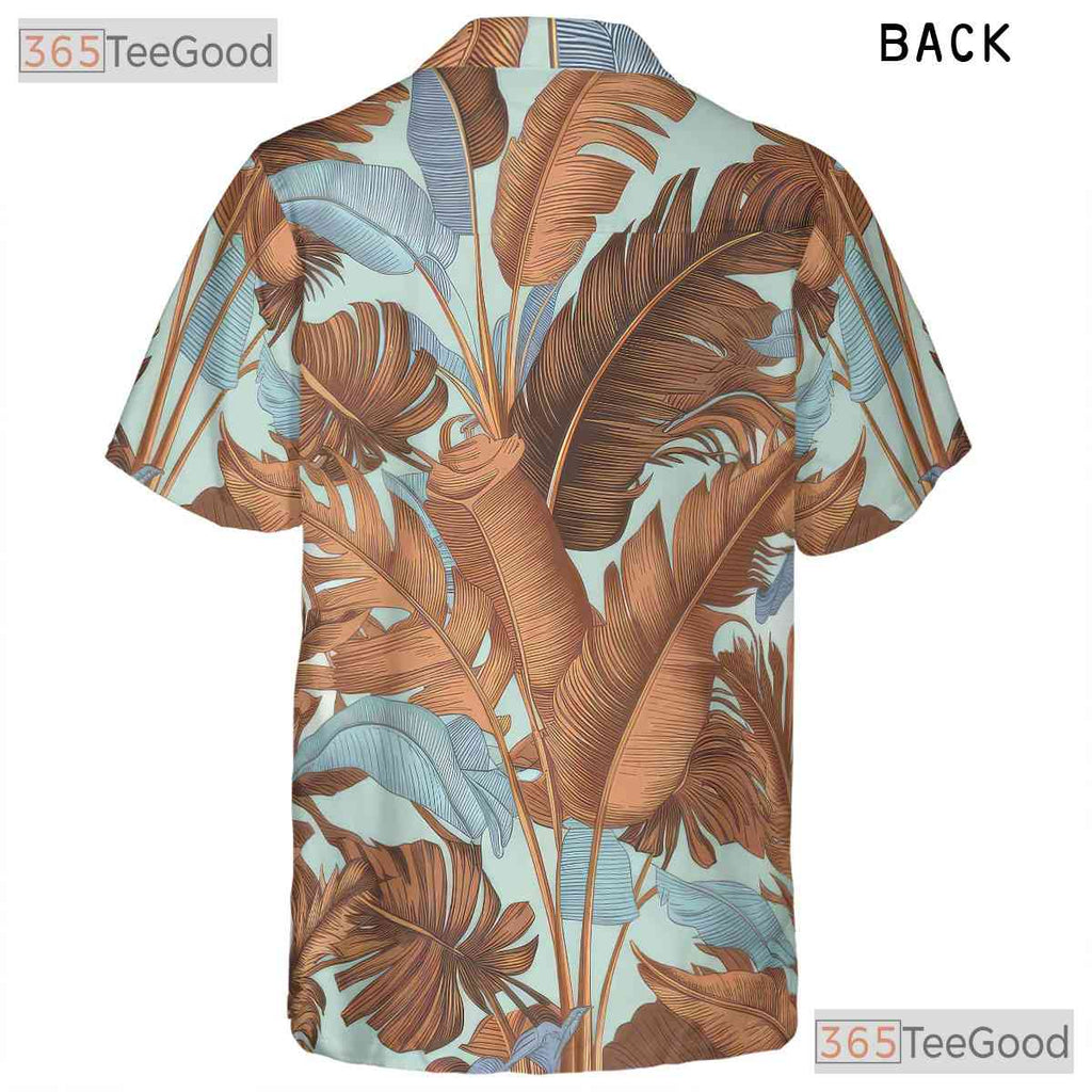 White Tropical Leaf Retro Botanical Aloha Hawaiian Shirt Unisex Beachwear Top