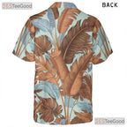 White Tropical Leaf Retro Botanical Aloha Hawaiian Shirt Unisex Beachwear Top