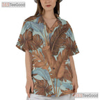 White Tropical Leaf Retro Botanical Aloha Hawaiian Shirt Unisex Beachwear Top