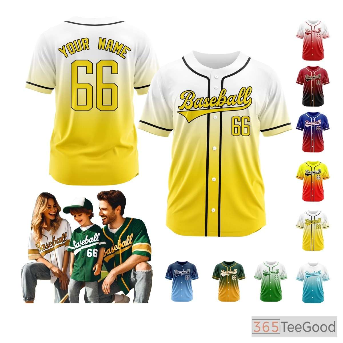 White Yellow Custom Baseball Jersey for Men & Women - Personalized Team Name & Number