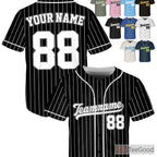 White & Black Baseball Jersey Tee - Personalized with Your Name, Number, and Logo