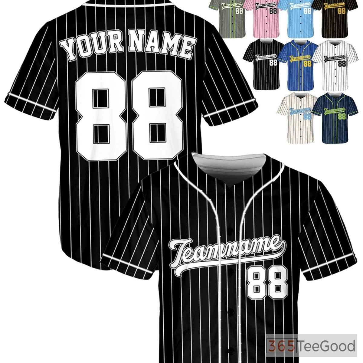 White & Black Baseball Jersey Tee - Personalized with Your Name, Number, and Logo