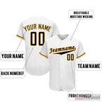 White & Black Custom Baseball Jersey Button Down Personalized Unisex Team Sports Tee