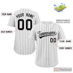 White & Black Striped Custom Baseball Jersey Shirt Personalized Unisex Sports Uniform