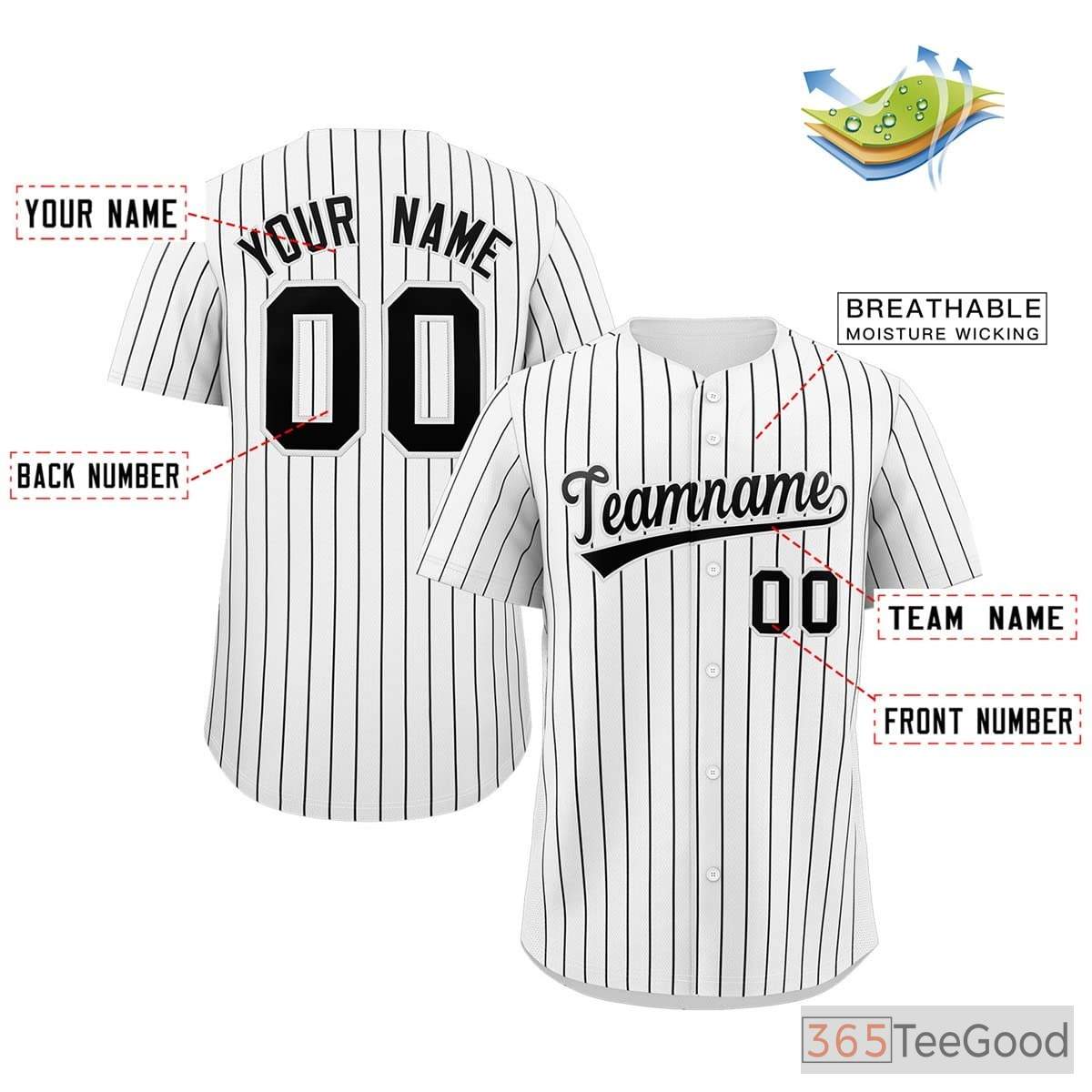 White & Black Striped Custom Baseball Jersey Shirt Personalized Unisex Sports Uniform