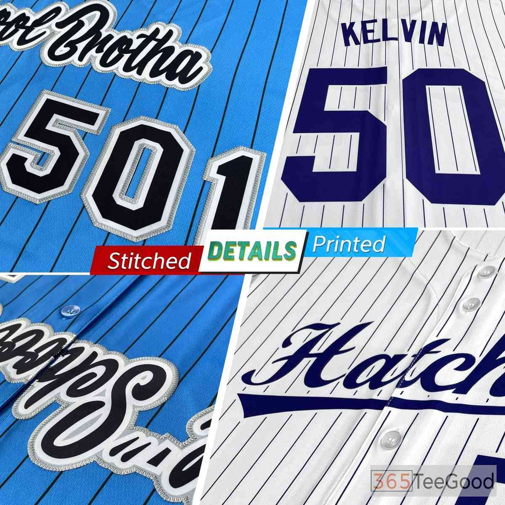 White & Black Striped Custom Baseball Jersey Shirt Personalized Unisex Sports Uniform