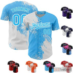 White & Blue Baseball Jersey Tee - Personalized Stitched Name & Number for Teams
