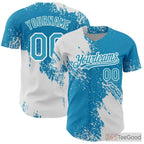 White & Blue Baseball Jersey Tee - Custom Stitched Name & Number for Men & Women