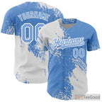 White & Blue Baseball Jersey Tee - Design Your Custom Stitched Name & Number