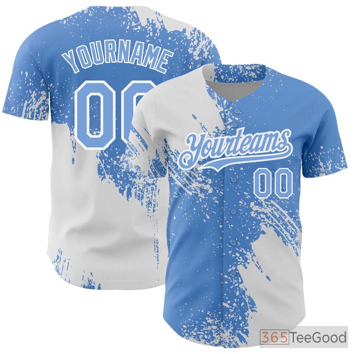 White & Blue Baseball Jersey Tee - Design Your Custom Stitched Name & Number