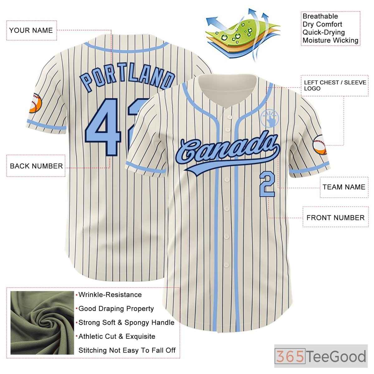 White & Blue Baseball Jersey Tee for Men & Women - A Versatile Base for Custom Designs