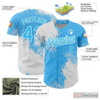 White & Blue Baseball Jersey Tee - Personalized Stitched Name & Number for Teams