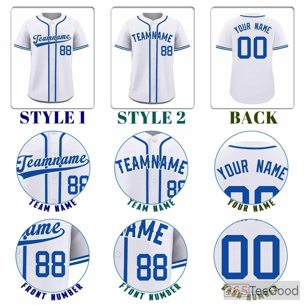 White & Blue Baseball Jersey Tee for Personalized Team Uniforms & Casual Style