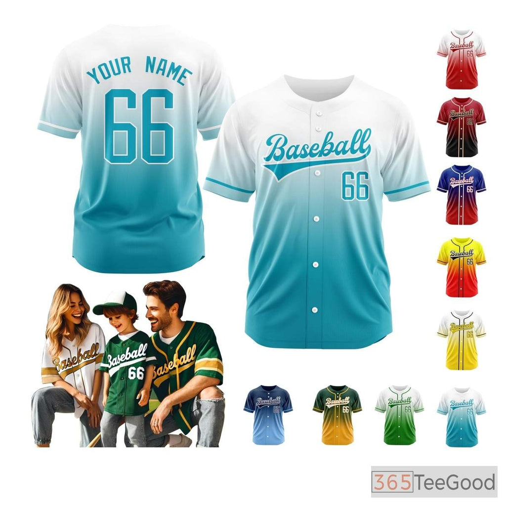 White & Blue Custom Baseball Jersey Tee for Men & Women - Personalize Your Team Look
