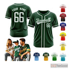 White & Green Baseball Jersey for Men & Women - Personalize Your Name, Number & Text